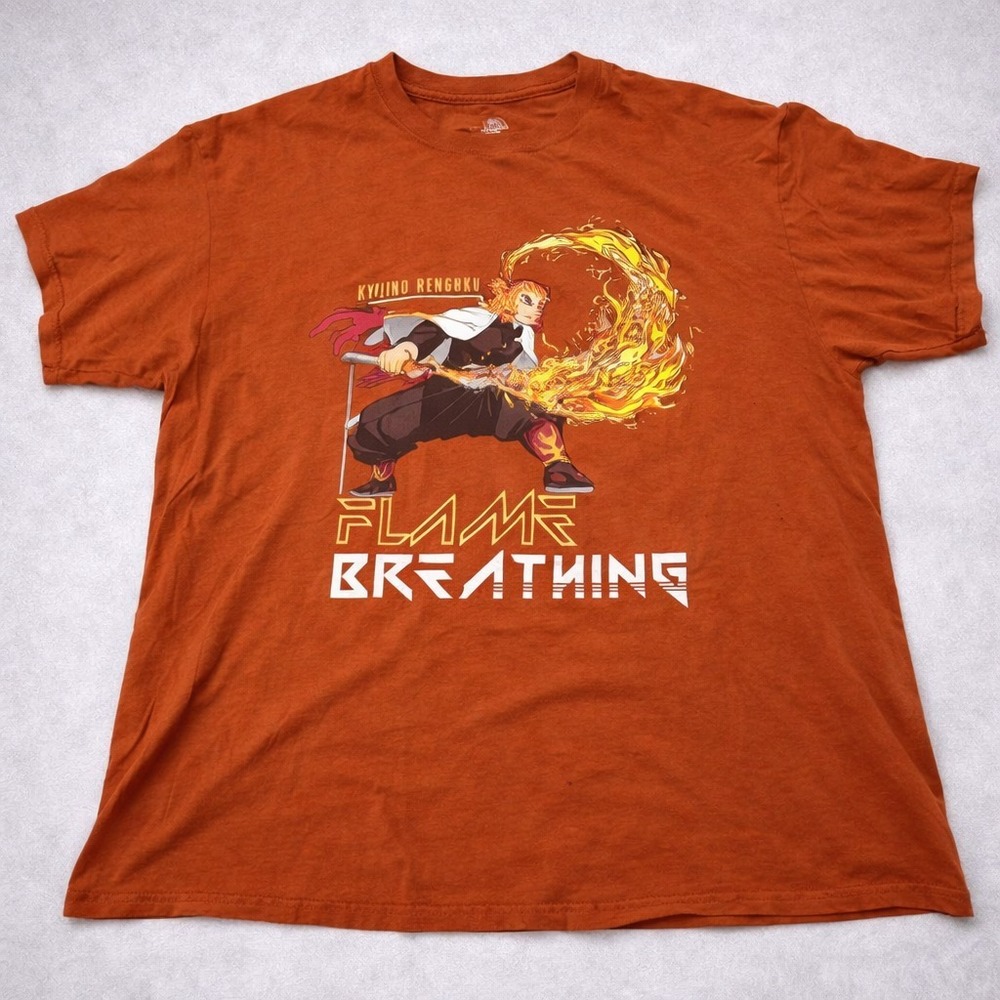 Demon Slayer Rengoku Flame Breathing T Shirt Mens XL Anime Graphic Tee